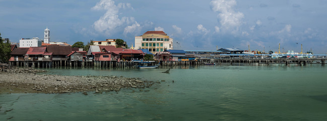 Fototapeta na wymiar Jetty in George Town, Penang Malaysia, Panorama 