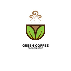 Green Coffee Logo Design Vector
