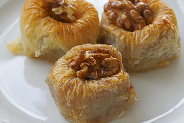 Nightingale nest dessert in a white plate
