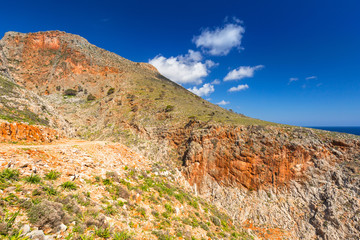 Rocky mountain at the Seitan limania beach on Crete, Greece