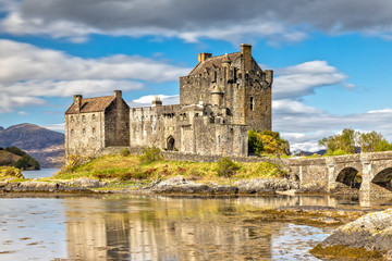 Fototapeta na wymiar Eilean Donan Castle in Dornie in the Scottish Highlands, Scotland