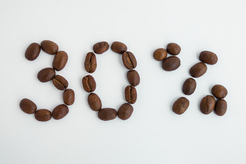  Percentage sign, 30%, discount, promotion, coffee beans