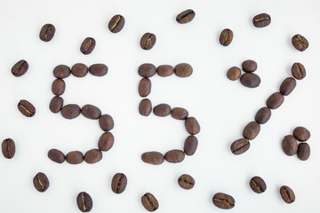 Percent sign, 55%, discount, promotion, coffee beans