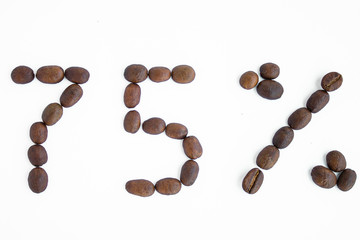  Percentage sign, 75%, discount, promotion, coffee beans