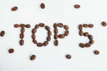  The inscription of coffee beans. Top 5. White background