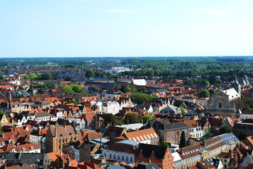 Obraz premium The panorama view of the historical city center in Bruges, West Flanders, Belgium