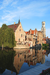 Fototapeta na wymiar The view of the historical city center in Bruges, West Flanders, Belgium