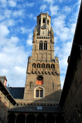 Fototapeta na wymiar The Belfry in the historical city center in Bruges, West Flanders, Belgium