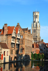 The view of the historical city center in Bruges, West Flanders, Belgium