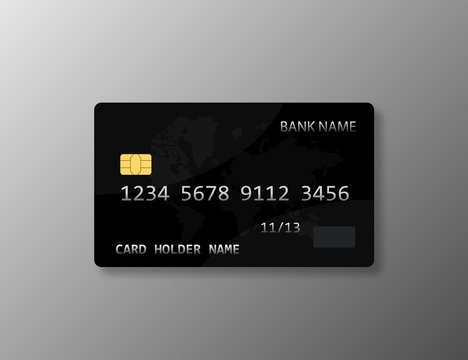 Realistic bank card template isolated. Finace object plastic card.