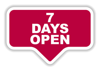 red vector banner seven days open