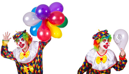 Funny male clown isolated on white 
