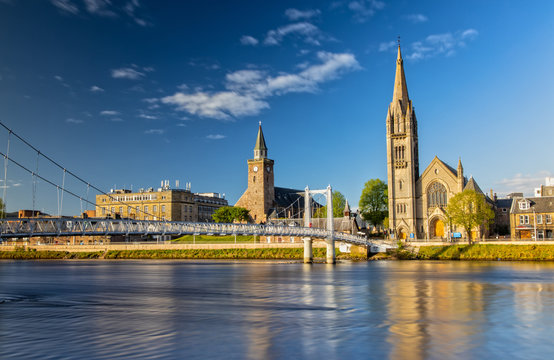 Impression of Inverness and the Greig Street Bridge in Scotland