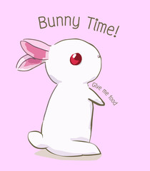 cute rabbit standing kawaii character vector, asking for food.