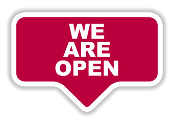 red vector banner we are open