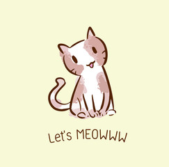 cute cat vector cartoon kawaii, relax  water color style, concept