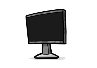 flat TV or computer monitor cartoon vector and illustration, hand drawn, sketch style, isolated on white background.
