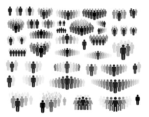 Set of Man crowd figures for graphic and web design. Modern simple sign. Internet concept. Trendy symbol for website design web button or mobile app. Vector illustration. Isolated on white background.