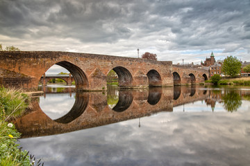 The Devorgilla Bridge and Dumfries in Scotland