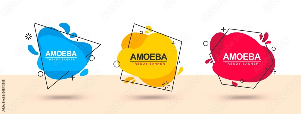 Poster set of modern abstract banners in memphis style. ready vector banner templates for social networks, 