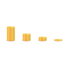 Coin icon. A stack of gold coins as a graph of income. Vector illustration