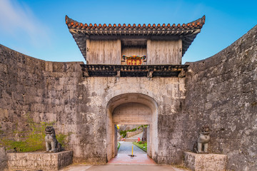 Kankaimon gate of Shuri Castle's in the Shuri neighborhood of Naha, the capital of Okinawa...