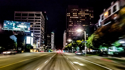 Fototapeta na wymiar Night Drive Through Los Angeles