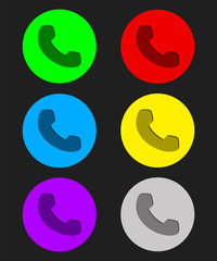 Set the phone flat icons on a black background, vector illustration