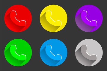 Set the phone flat icons on a black background, vector illustration