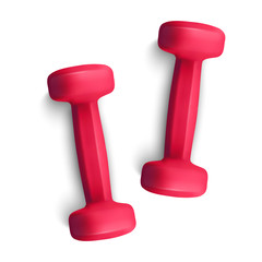 Set of 3d Dumbbells Set, Realistic Detailed Close Up View Isolated on White Background. Sport Element of Fitness Dumbbell, Vector illustration