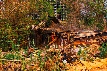 Abandoned House Ruin. A grunge fully worn house ruin