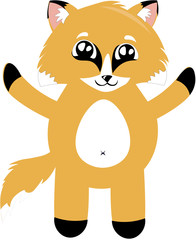 Cute little fox in cartoon style. Children's illustration.