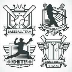 Baseball badges in black and white