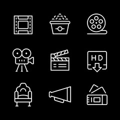 Set line outline icons of movie
