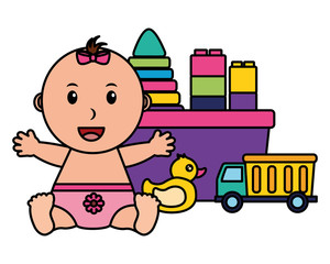 Fototapeta premium baby girl toys