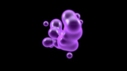 3D illustration of a purple object, a gas cloud of high-temperature plasma. Abstract image of futuristic black background. 3D rendering isolated. Ball lightning.