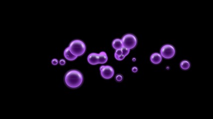 3D illustration of a purple object, a gas cloud of high-temperature plasma. Lots of purple plasma droplets in space. Abstract image of futuristic black background. 3D rendering isolated.