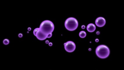 3D illustration of a purple object, a gas cloud of high-temperature plasma. Lots of purple plasma droplets in space. Abstract image of futuristic black background. 3D rendering isolated.