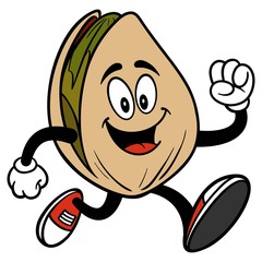 Pistachio Nut Running - A cartoon illustration of a Pistachio Nut mascot.