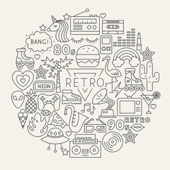 Retro Line Icons Circle