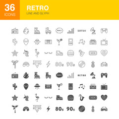 Retro Line Web Glyph Icons