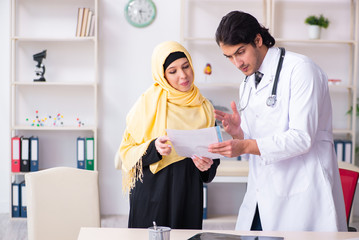 Female arab patient visiting male doctor 