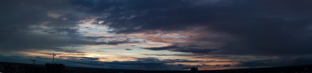 sunset over town