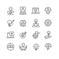 Brainstorming Line Icons Set