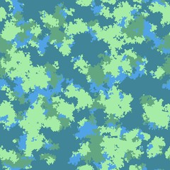 Spring camouflage of various shades of green and yellow colors. It is a colorful seamless pattern that can be used as a camo print for clothing and background and backdrop or computer wallpaper