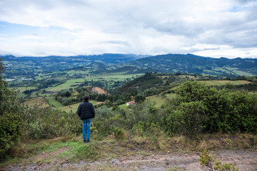 landscape in the meadow with a person