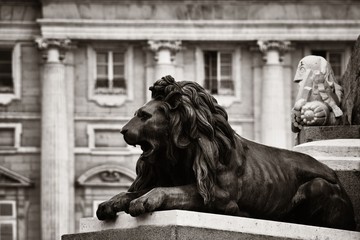 Madrid Royal Palace lion statue