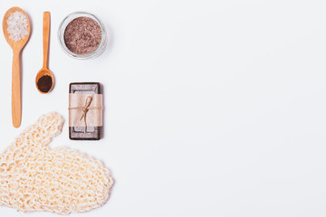 Bath background of coarse washcloth