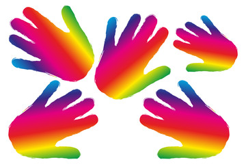 Manos de colores por la diversidad cultural y social.