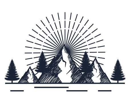 snowy mountains with pines trees to wanderlust adventure